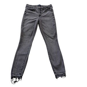 GAP Legging High Rise Button Fly Raw Hem Faded Black Jeans 4R 27x28 Stretch